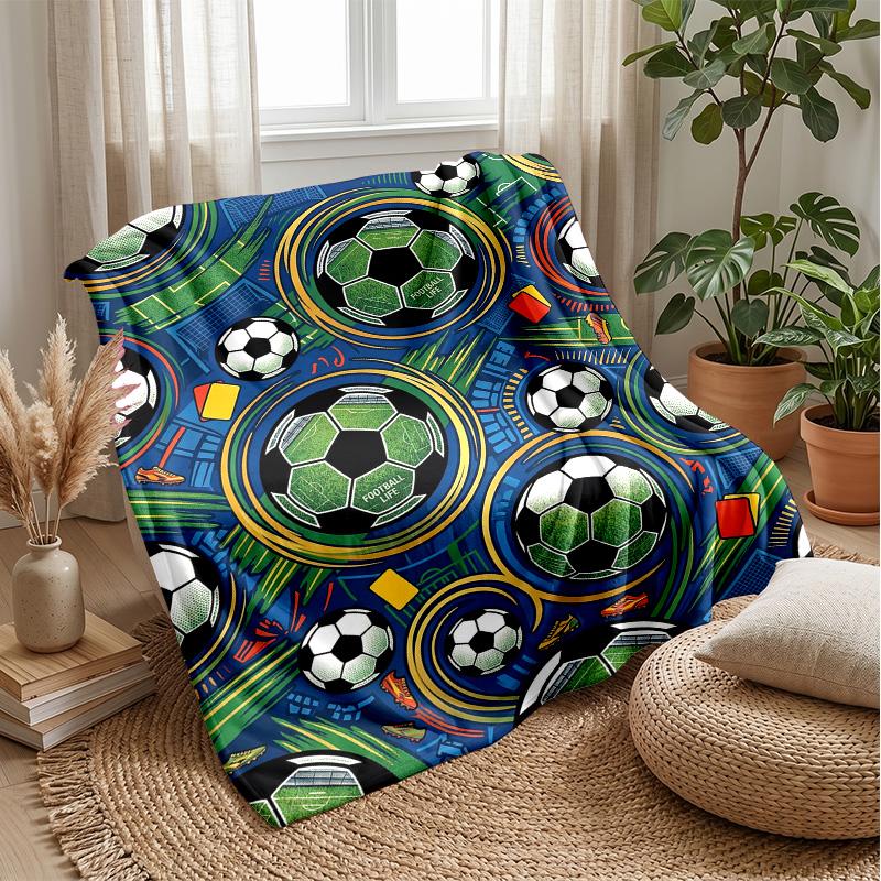 Soccer Ball Lightning Energy Theme blanket Lightweight Warm Flannel Blanket Decorative Throw Blanket for Home Decoration