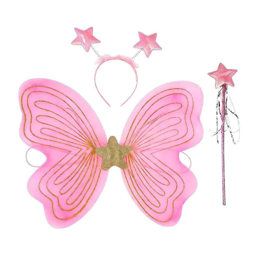 3Pcs/Set Sparkling Butterfly Wings Princess Hair Hoop Colorful Angel Wings Fairy Wand Butterfly Costume Wings
