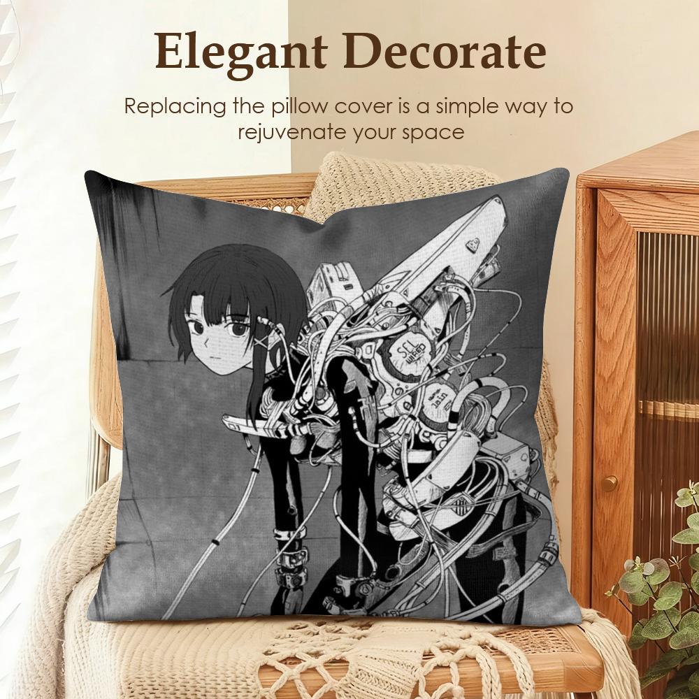 

SSerial Experiments LLain Cushion Cover Natural Linen Organic Fabric DoubleSided Printing Sofa Home Decor Gift Pillow Case 30x30cm