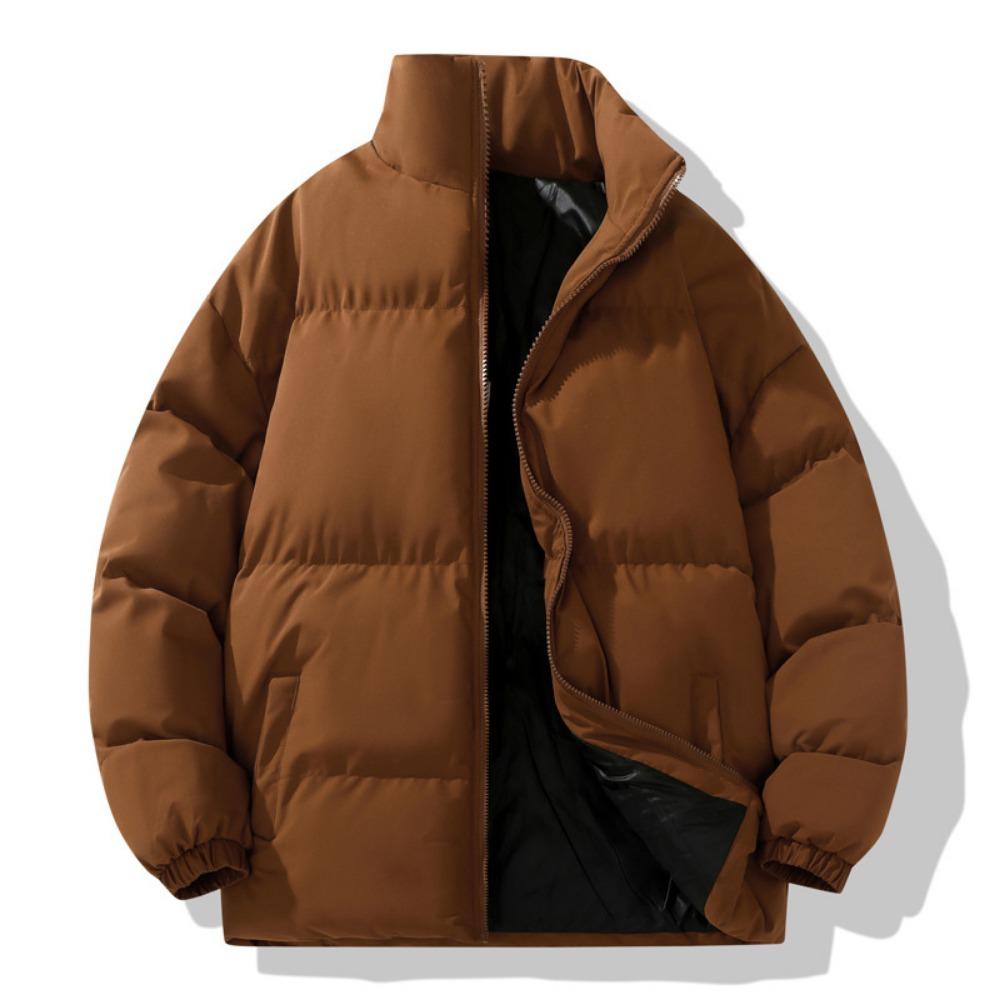 2025 New Winter Men's Stand-up Collar Solid Color Loose Bread Clothes Couple Cotton Clothes Jacket Warm Windproof and Cold Women