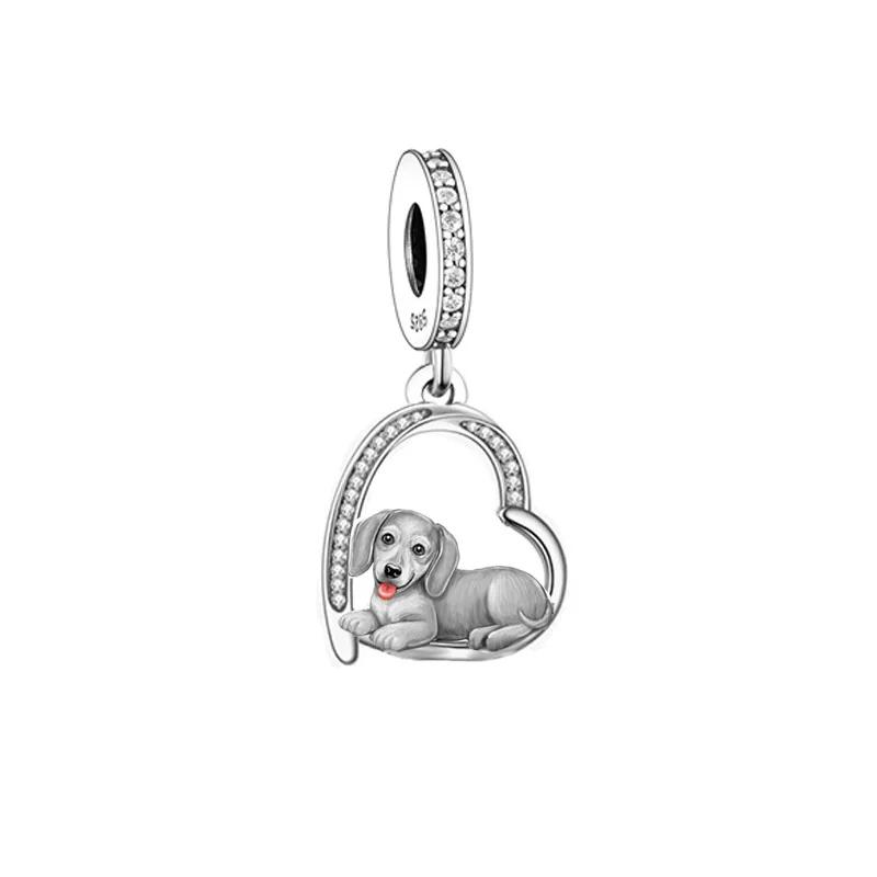 Fit Original Pan Charm Braceletcopper Yorshire Chihuahua Schnauzer Pomeranian Poodle Dog Bead For Making Women Berloque Diy
