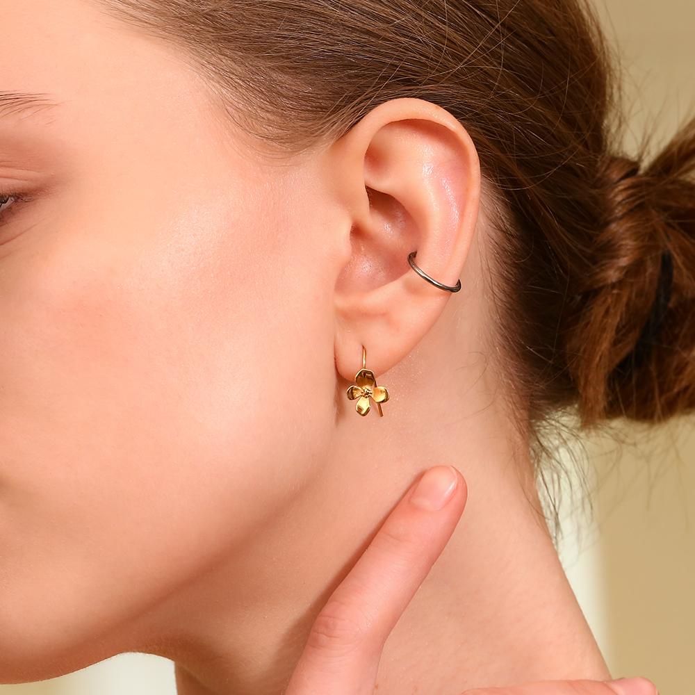 MamacitaSlay Elegant Fine Hook Three-Dimensional Flower Earrings Gold Plated stainless steel High Quality women's jewelry Gift