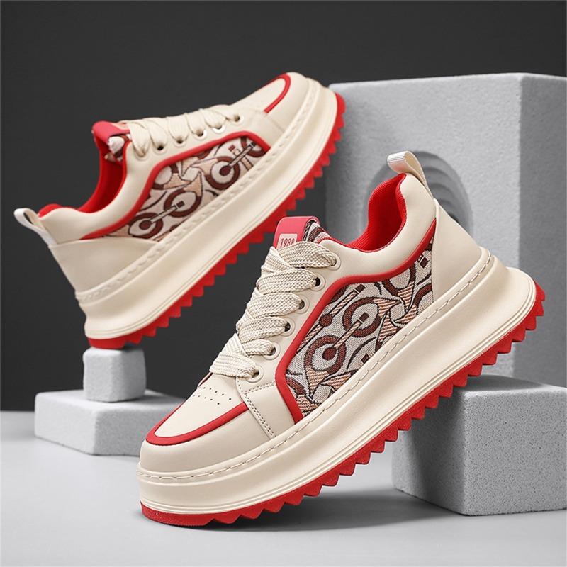 Spring fashion embroidery color matching platform tide shoes versatile sports casual shoes heightening comfortable men's shoes