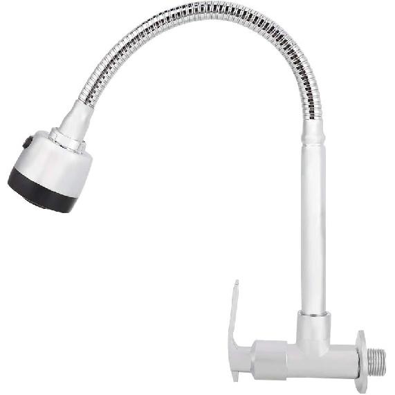 Kitchen Faucet Single Cold Type Water Tap, G1/2inch Household Kitchen Sink Faucet 360°Rotatable Wall Mount Faucet, Solid Stainless Steel Copper Cold