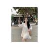 French white bubble sleeve shirt dress women's new spring and summer small long sleeve Yunnan travel wear