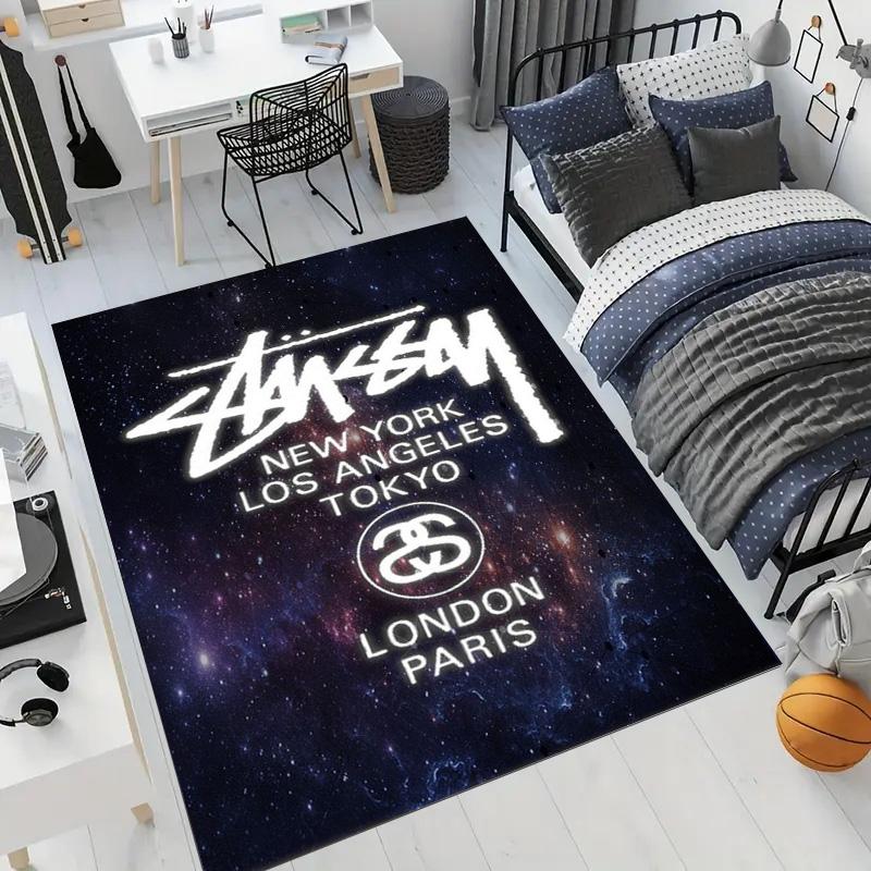 Vintage Beige Paper Skate Circle Text Signature Logo Area Rug Non Slip Mat, Retro Hand Drawn Street Graffiti Carpet for Bedroom Decor