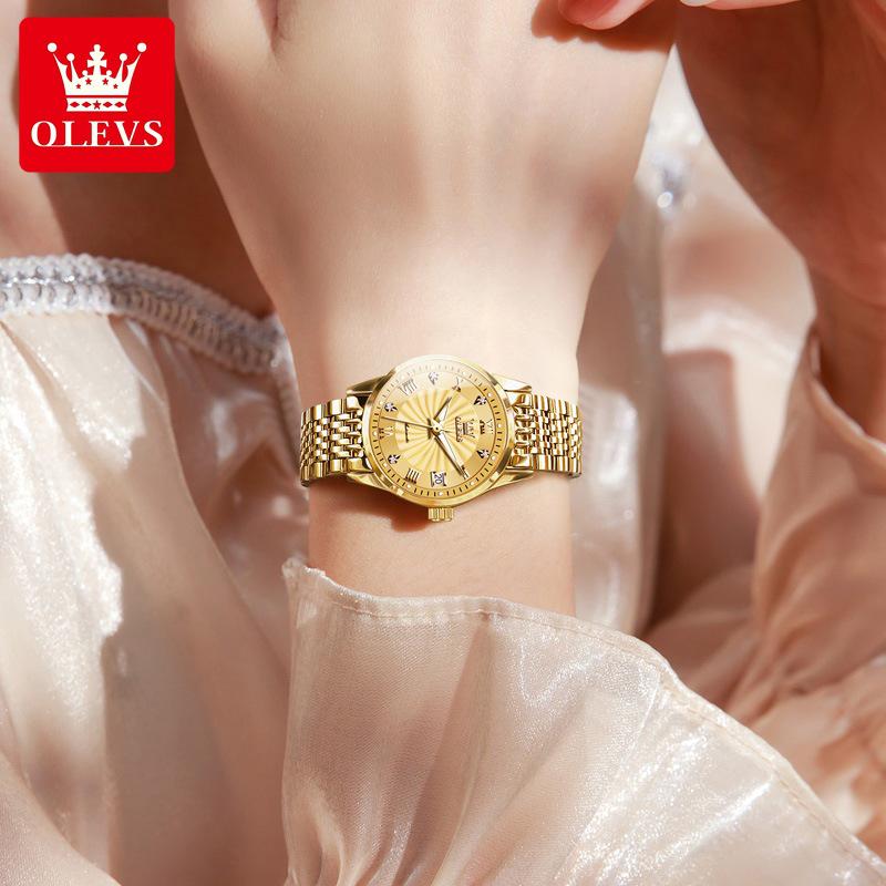 Oulishi Women's Automatic Diamond-Set Dual Calendar Waterproof Watch