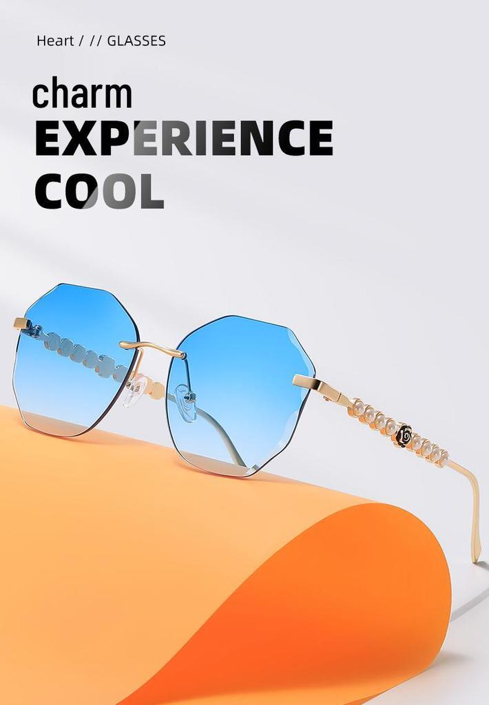 Frameless Pearl Sunglasses for Women - Elegant Y2K Style with Metal Sun Protection