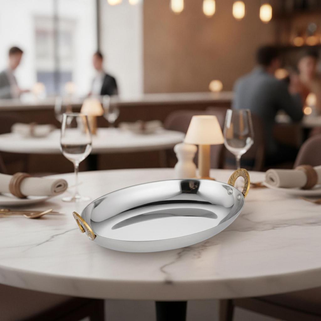 Oval Stainless Steel Serving Tray Versatile Aquatic Platter Rust-Resistant