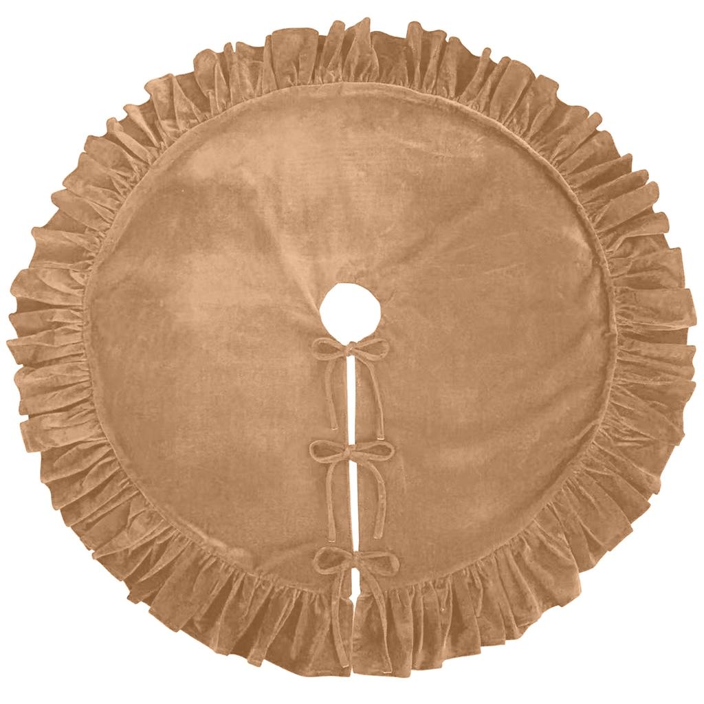 Velvet Christmas Tree Skirt with and Lace Trim for Holiday Home Decor, 122