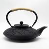 European Style Enamel Cast Iron Teapot with Flat Bamboo Design
