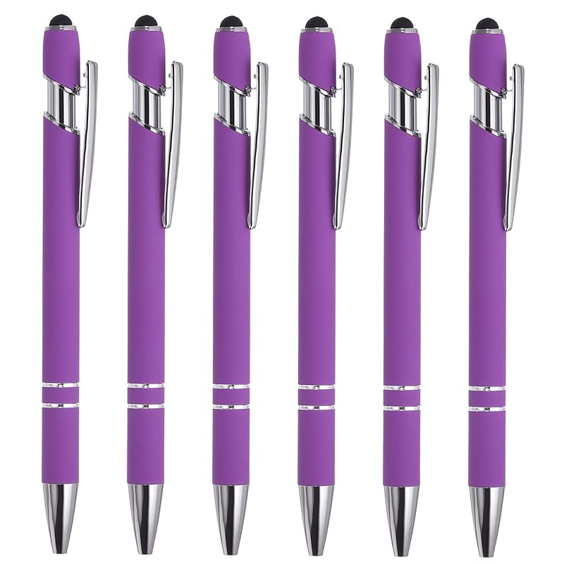 

PATIKIL writing implements stylus pen ballpoint pen stylus tip 2 in 1 black ink 1.0mm medium point for touch screen style 1 purple 6 pieces