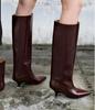 2025 Autumn/Winter French Retro Pointed Toe Kitten Heel Ankle Boots for Women