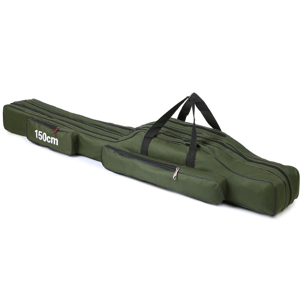 Lixada 3 Layers Fishing Pole Bag Portable Folding Rod Carry Case Fishing Reel Tackle Storage Bag Case