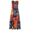 Retro-Print Baumwolle Leinen V-Ausschnitt Ärmellos Übergröße Damen Swing-Kleid mit Taschen