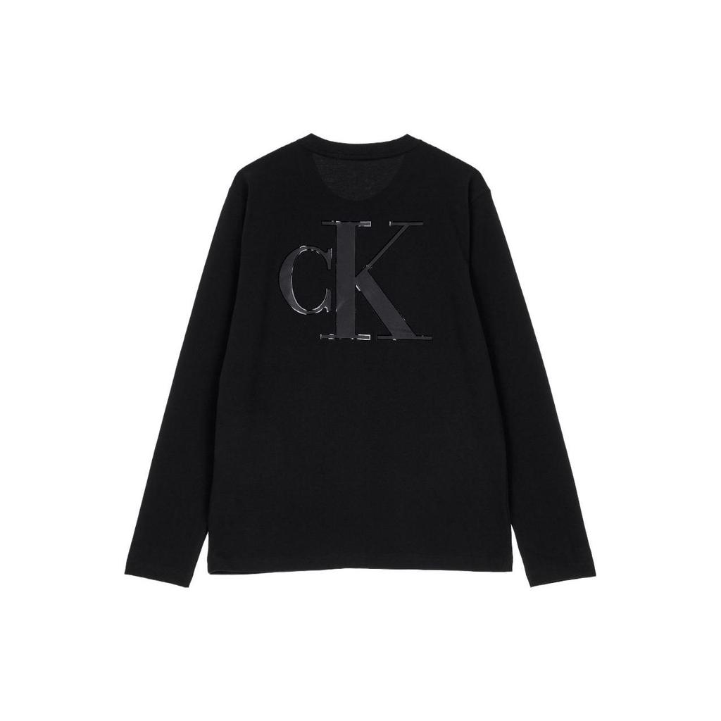 Calvin Klein Logo Print Crew Neck Long Sleeve T-Shirt Men Tops Black J319474-BEH