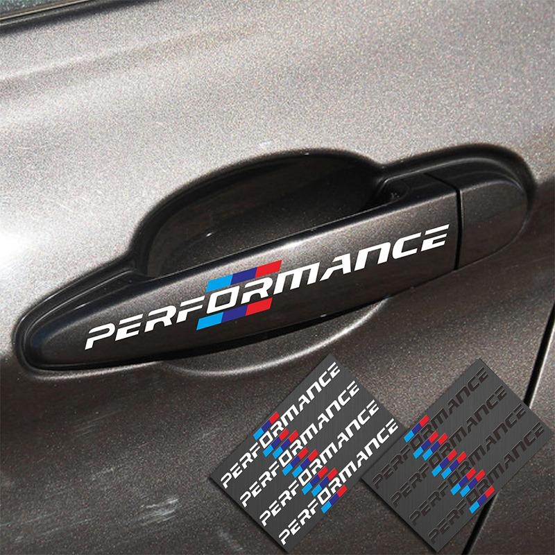 4pcs Car Door Handle Emblem Performance 3D Stickers for Bmw M F30 F31 F34 F35 F80 G30 G31 F01 F02 F20 F21 F52 E46 X1 X3 X5 X6 X7