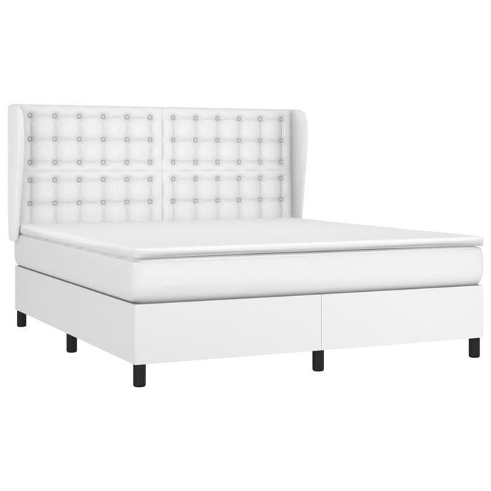 Maison Exclusive - Sommier à lattes de lit avec matelas Blanc 180x200cm Similicuir