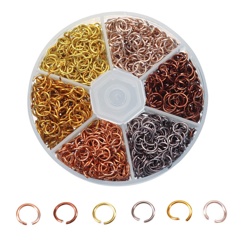 1080pcs/Box 6mm Colorful Aluminum Jump Ring Opening Ring Split Ring for DIY Jewelry Making Necklace Crafts Accessories