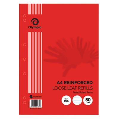 Olympic Reinforced Feint Ruled Loose Leaf Refills 50 Sheets (A4)