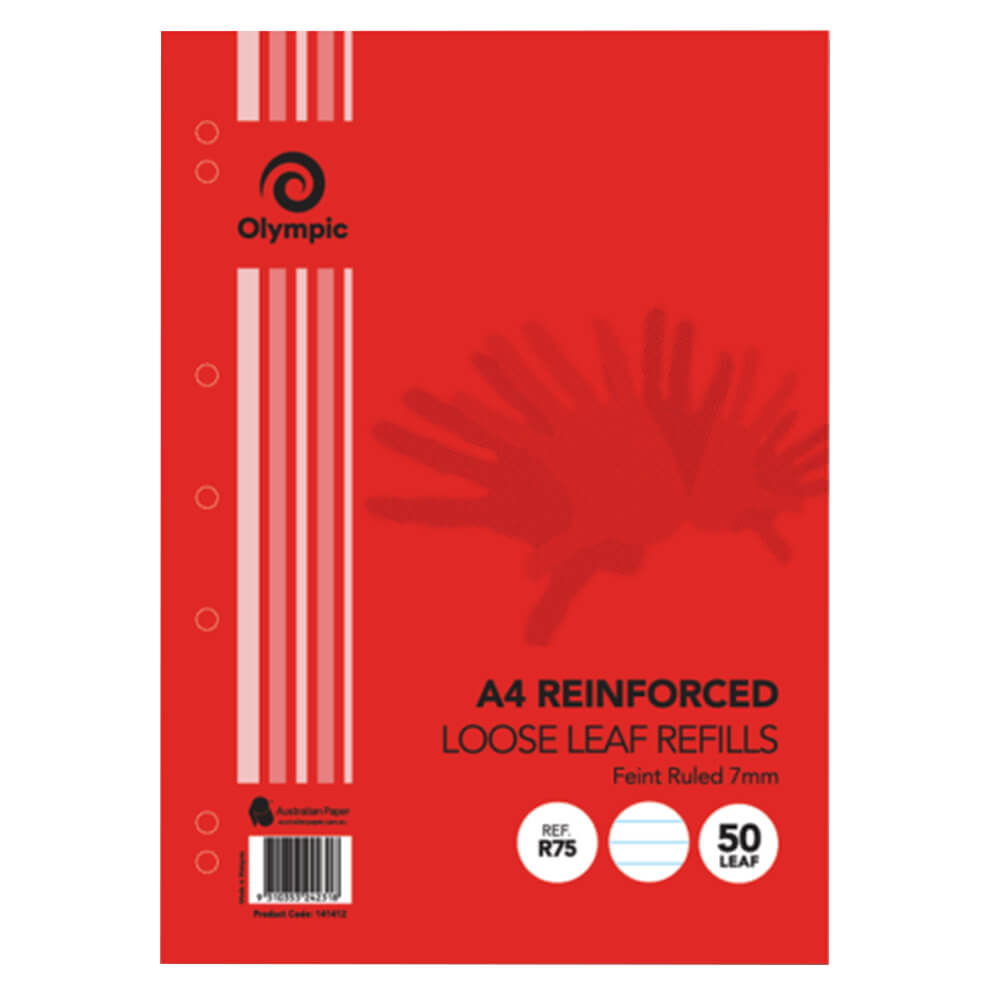Olympic Reinforced Feint Ruled Loose Leaf Refills 50 Sheets (A4)