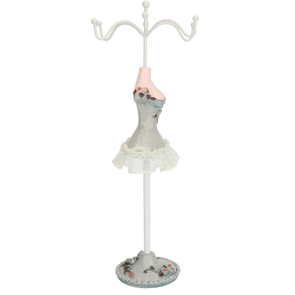 Earrings Necklace Princess Dress Stand Display Iron Mannequin Princess Jewelry Rack Pine Green 3