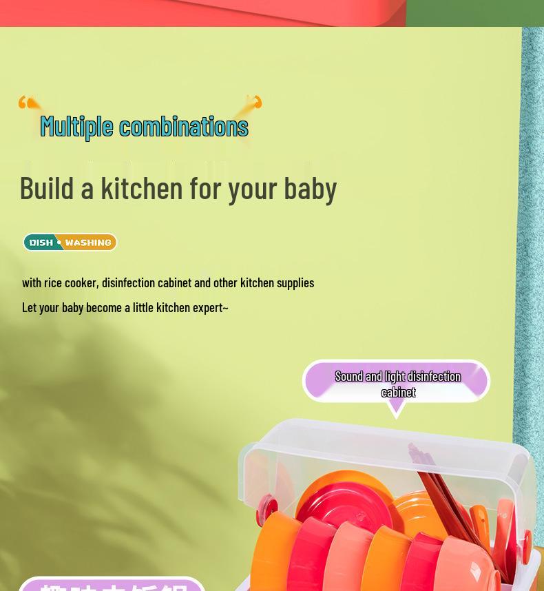 Mini Kitchen Playset for Girls: Dishwasher, Table, Sink & Fruit Toys for Ages 2-3