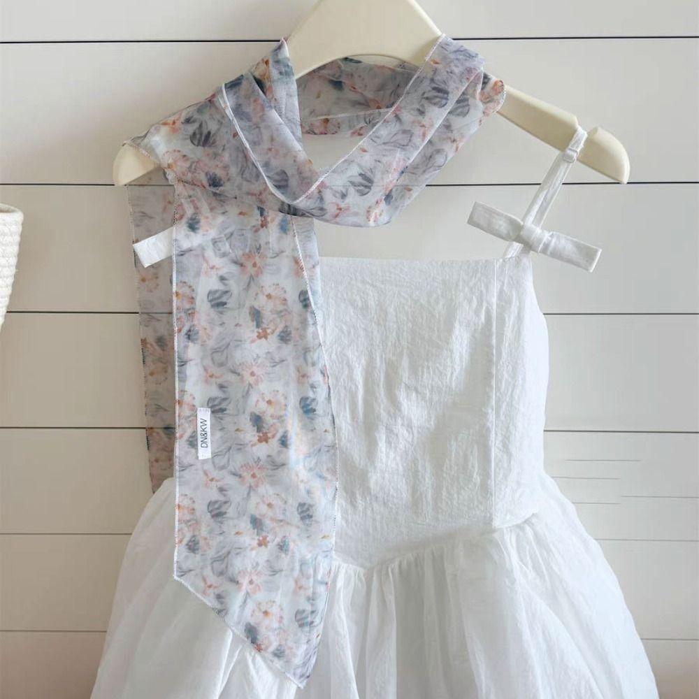 Printed Plaid Pattern Long Silk Scarf Cravat Long Ribbon Scarves Flower Scarf  Scarf Accessories