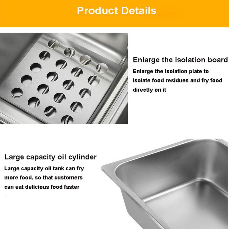 Commercial Electric Double 6L+6L Cylinder Deep Fryer Fried Chicken Fries Equipment Snacks Fast Food Oil Frying Machine 110V