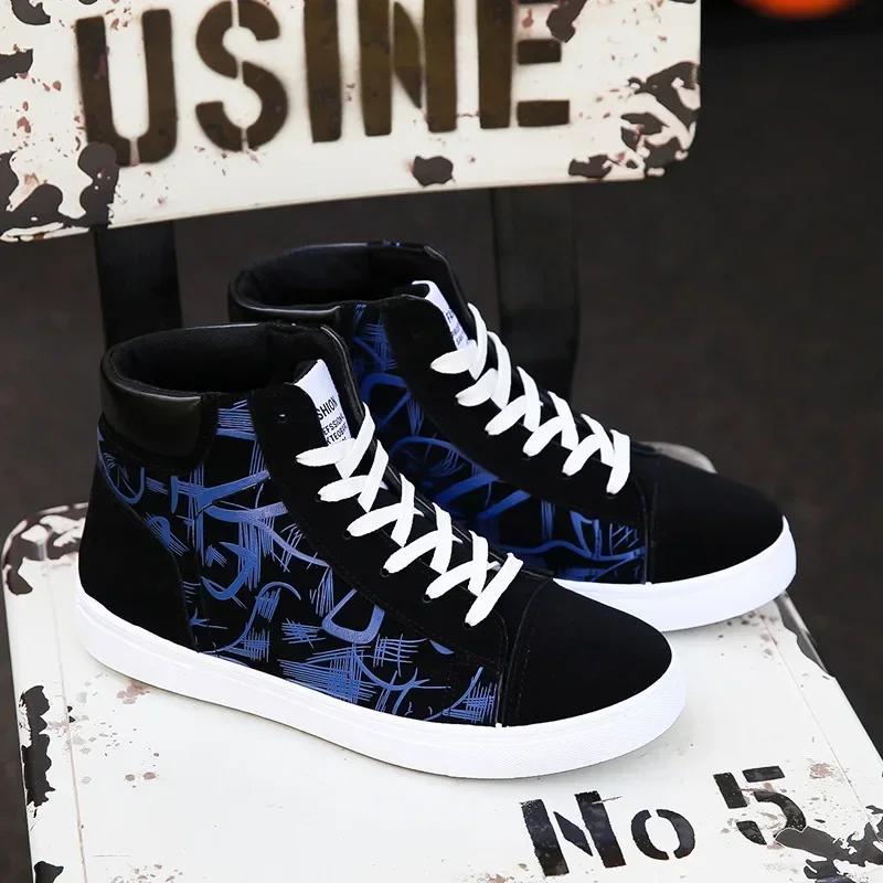 High Top Canvas Shoes for Men Fashion Platform Sneakers  Spring Winter Male Casual Vulcanized Shoes Student Tenis Masculino