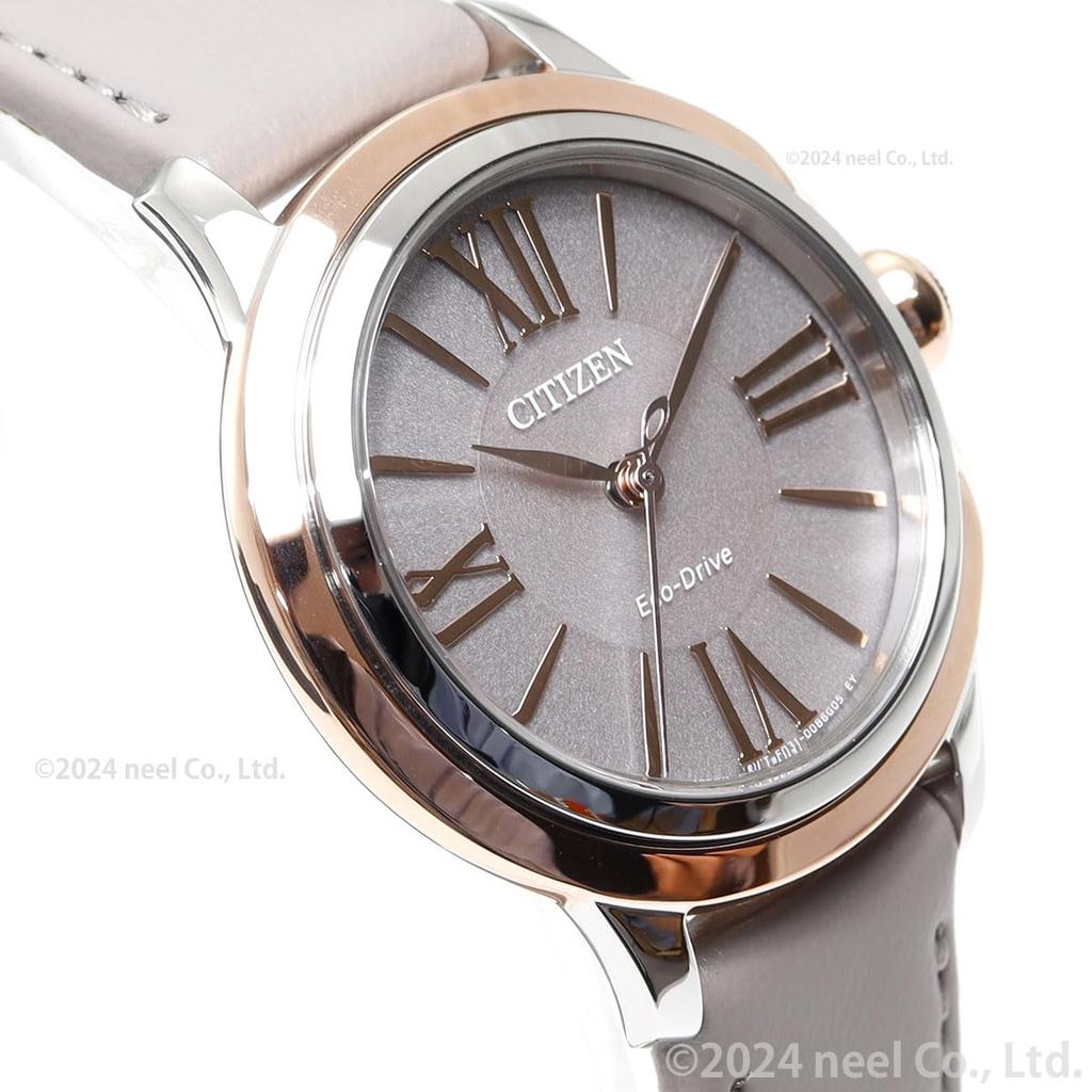 Citizen Waterproof ROUND Collection Gray and Pink Women's Eco-Drive Watch, Gold, EM1166-01Z