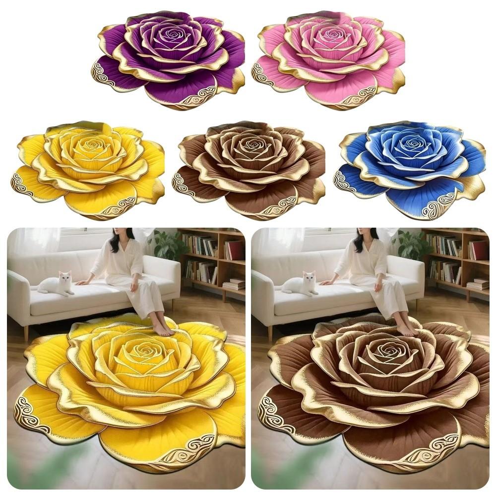 Non-slip Rose Floor Mat Special-shaped Bathroom Floor Mat  for Living Room Tea Table Bedside