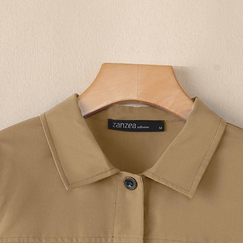 ZANZEA Dámská ležérní halenka s dlouhým rukávem s límečkem