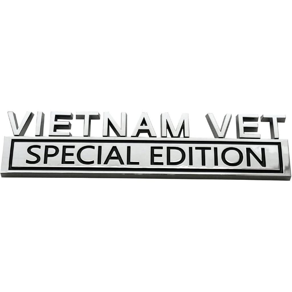 2PCS Vietnam Vet Special Edition Emblems 3D Raised Decals Exterior Truck Stickers Fender Vietnam Veteran Badges Replacement for F150 F250 F350 Chevy