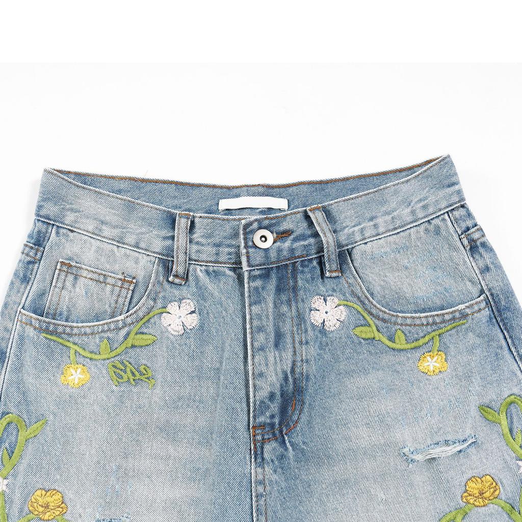 Jean délavé taille haute pour femme, pantalon à jambe droite polyvalent à la mode