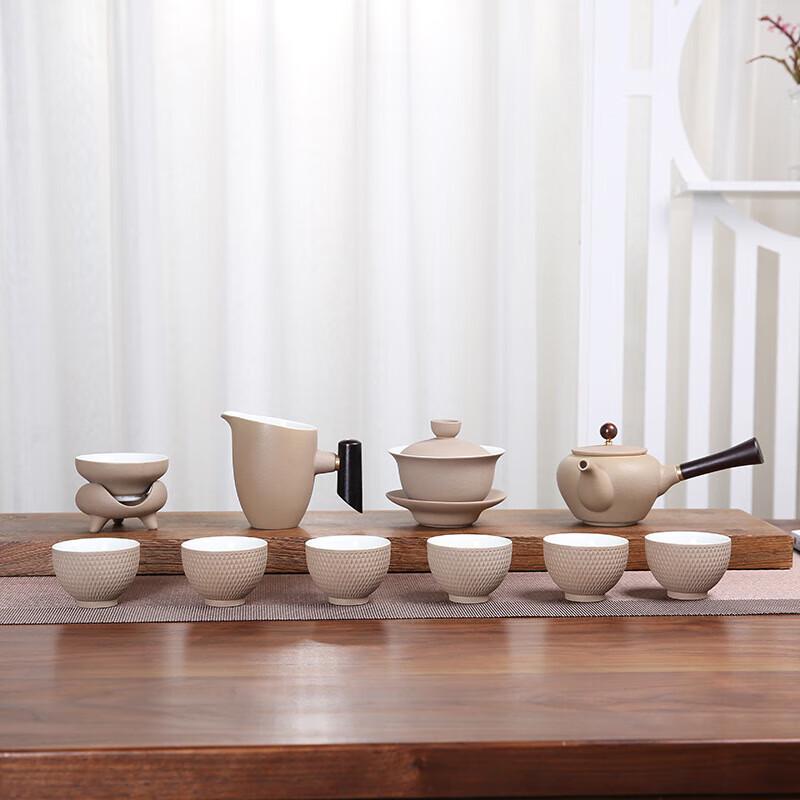 Chaxun Stone Glaze Ceramic Tea Set with Side Handle Pot