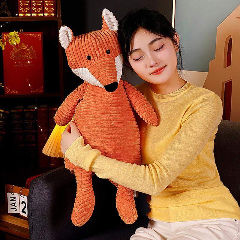 Wald Wildtier Cosplay Stofftier Gestreiftes Plüschtier Orange Fuchs Puppe Plüschtier Umarmbarer Schlafbegleiter Für Mädchen Geschenk