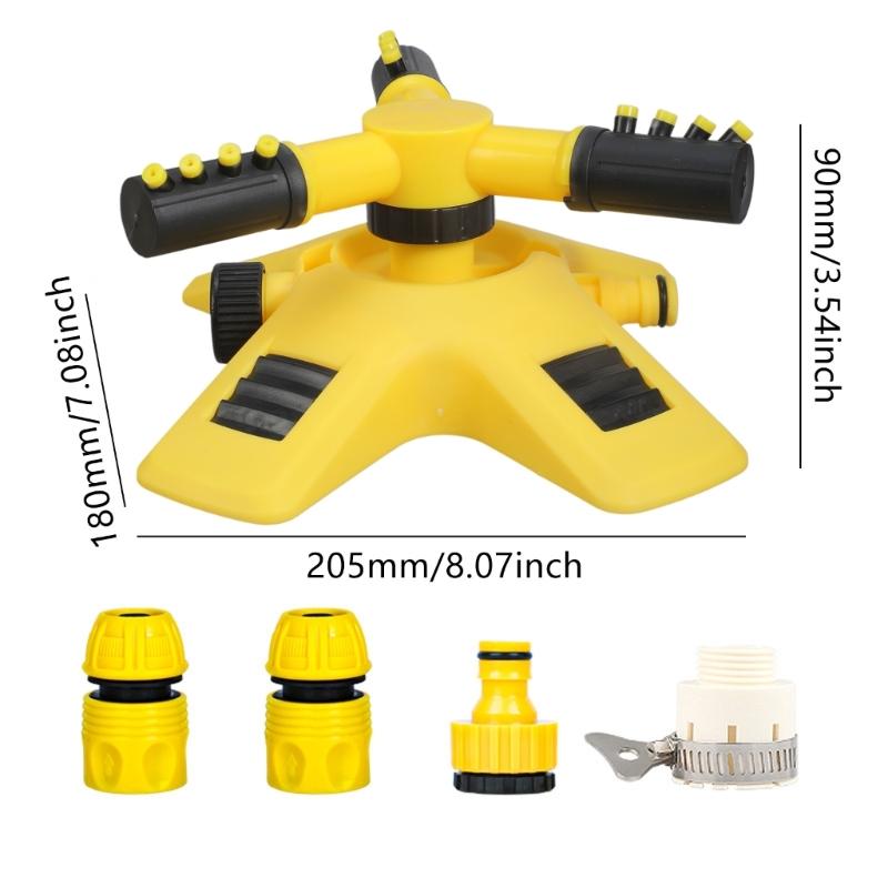Professional Linkable Sprinkler System For Farms And Gardens 3 Sprayer Heads With Auto Rotation Technology