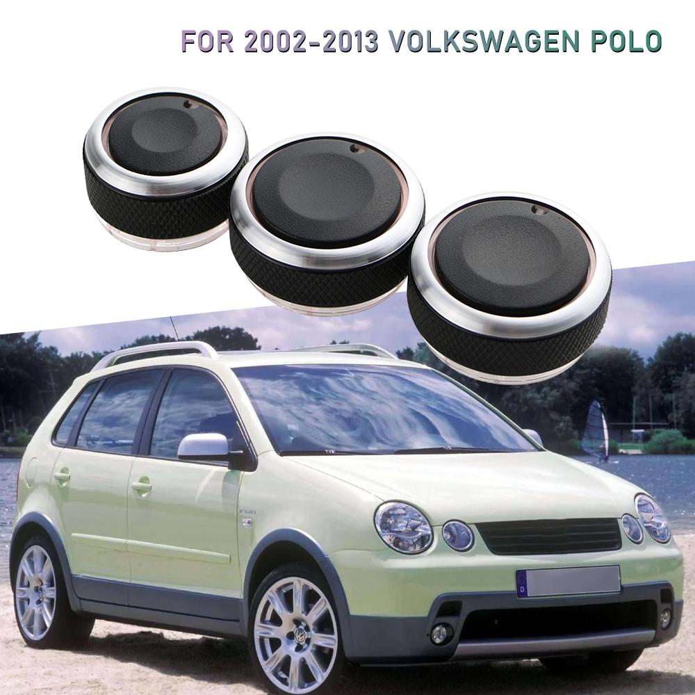 3PCS Car AC Knob Car Air Conditioning Heat Control Switch Knob for Volkswagen VW Polo 2004-2013 Aluminum Alloy Accessories