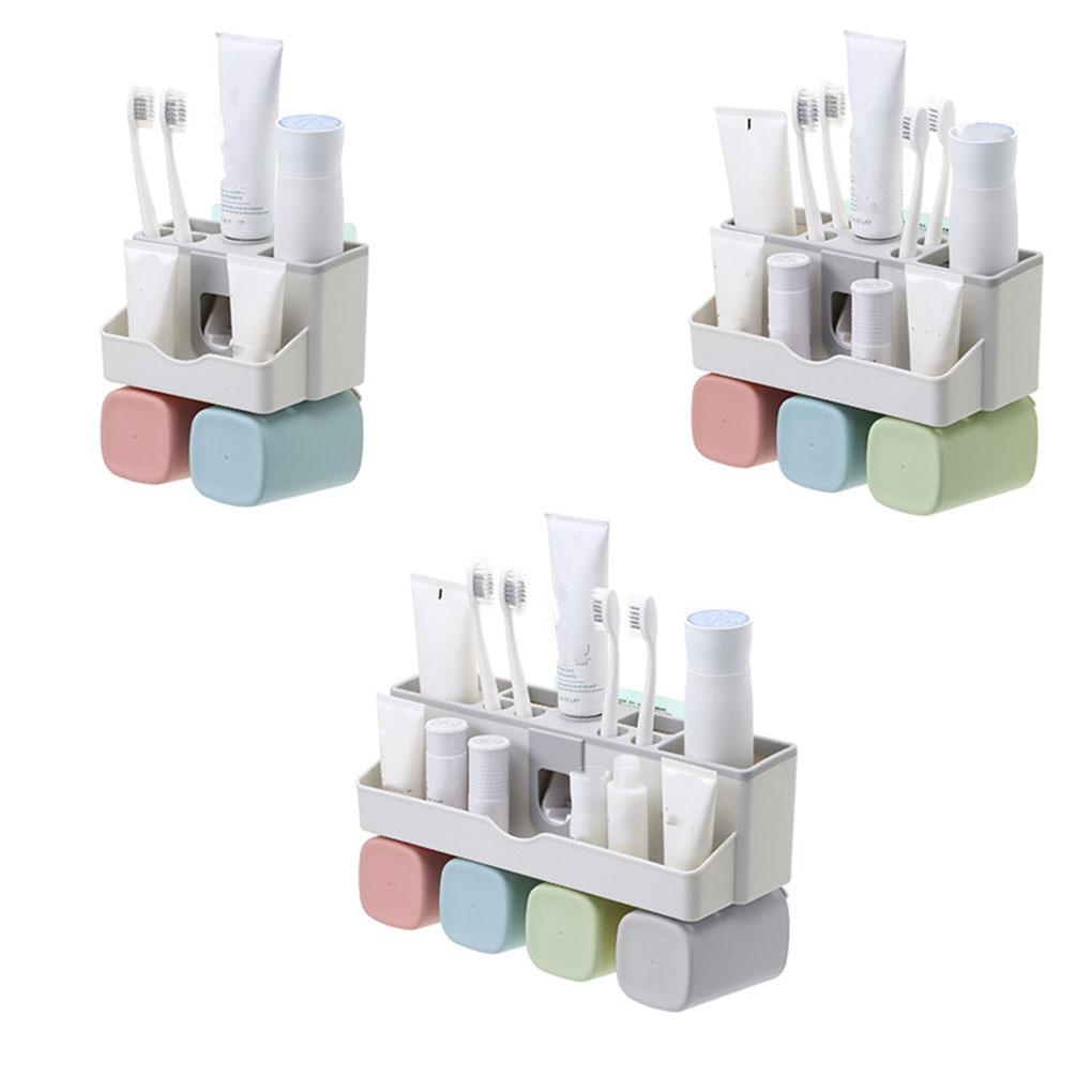 4 in 1 Toothbrush Holder Set Automatic Toothpaste Dispenser Toothbrush Facial Holder Set Wall Mount Stand