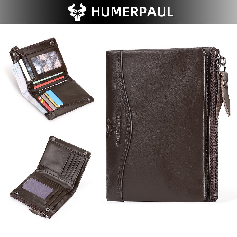 Humerpaul Neue RFID Männer Brieftasche Blockieren Schutz Anti-Diebstahl Scan Männlichen Leder Biflod Kurze Brieftasche Zipper Münzfach Beutel Casual geld Tasche