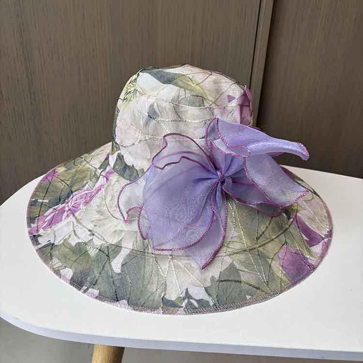 Summer printed big brim sunshade mother hat outdoor seaside beach sunscreen sun hat breathable thin bucket hat