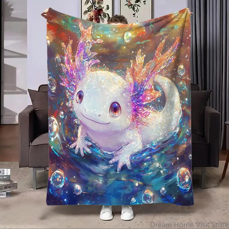 8 Sizes Cute Axolotl Printed Blanket Warm Soft and Comfortable Home Travel Blanket Sofa Bedding Cover Blanket Kids Gamer Gift