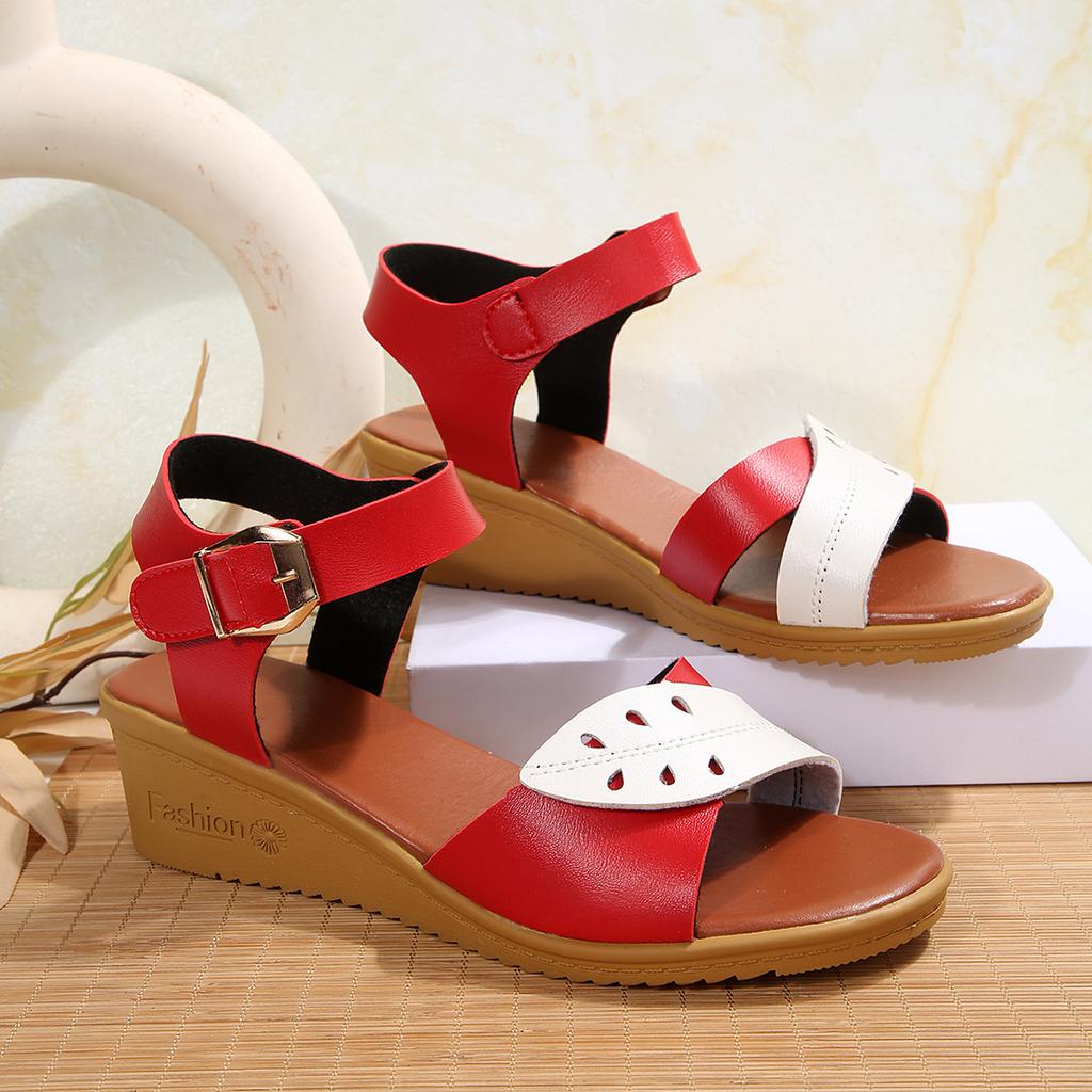 Fashion Women's Mix Color Wedge Sandals Summer 2025 Comfortable Non Slip Beach Shoes Woman Fashion Buckle Strap Platform Sandalias Mujer