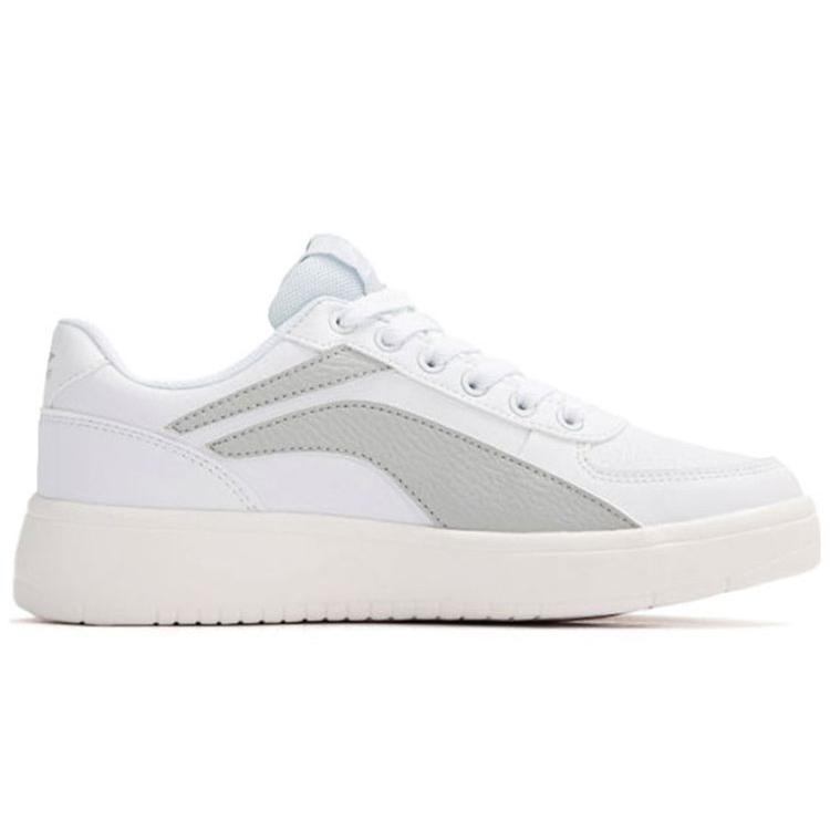 Li Ning Herren-Skateboardschuhe aus Kunstleder, rutschfest und abriebfest, niedrig geschnitten, weiß/grau, AGCP335-5