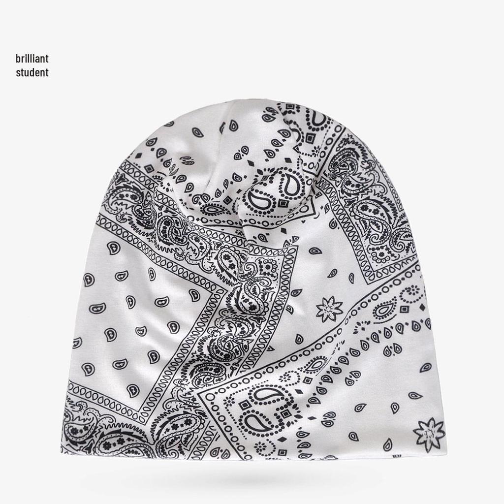 Unisex Paisley Cotton Cuffed Beanie: Spring/Summer Double Layer Stretch for Trendy Street Dance Fashion