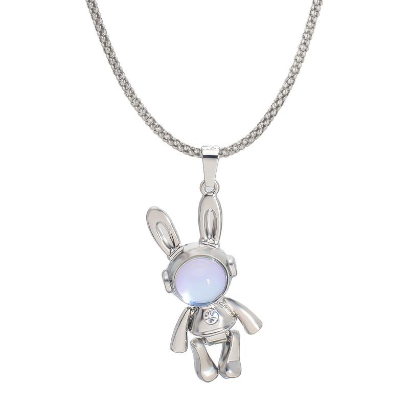 Bewegliche Weltraum-Kaninchen-Halskette Herren- und Damen-Pulloverkette Premium Vielseitiger Cartoon-Anhänger