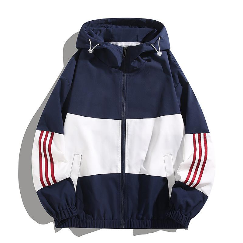 

Куртка с капюшоном мужская осенне-зимняя, сочетающаяся по цвету, для подростков, сочетание контрастных цветов, свободная, спортивная, для отдыха, теплая S