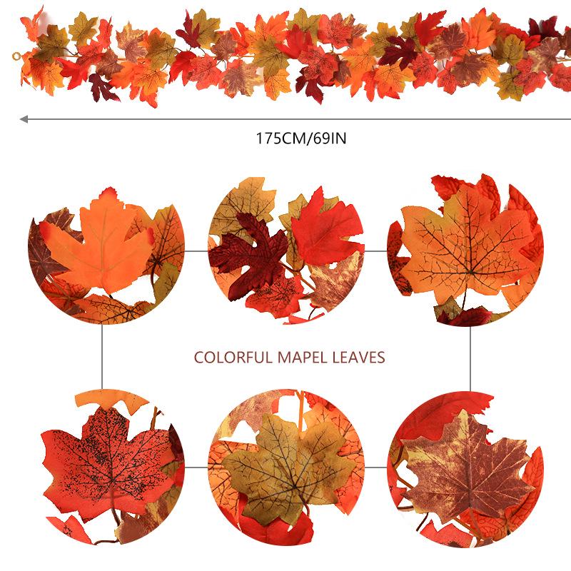 Autumn Festival Maple Leaf Vine Display: Fake Leaves for Halloween & Decorative Scenery