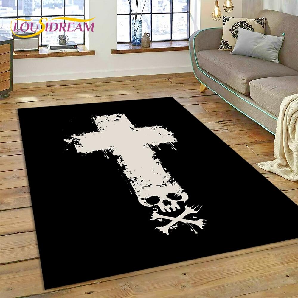 New 3D Pray Holy Bible Cross Jesus Carpet for Living Room Bedroom Home Decor,Floor Mat Non-slip Decoration for Sofa Doormat Gift